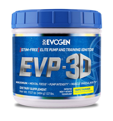 Evogen EVP 3D Stimulant-Free Pre-Workout Powder for Pumps and Focus Tropic Thunder 484g
