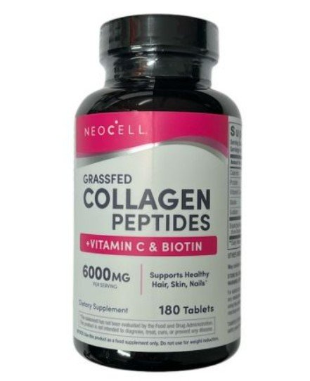NeoCell Grassfed Collagen Peptides with Vitamin C and Biotin For Healthy Skin Hair and Nails 180 Tablets