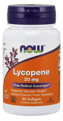 NOW Foods Lycopene 20mg For Vascular and Prostate Health 50 Softgels