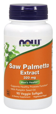 Now Foods Saw Palmetto Extract with Pumpkin Seed Oil 320mg Supports Urinary and Prostate Function 90 Capsules