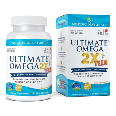 Nordic Naturals Ultimate Omega 2X Fish Oil TEEN Strawberry 60 Mini Softgels