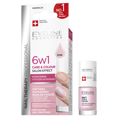 Eveline Nail Therapy Professional Care & Colour 6in1 Concentrated Nail Conditioner Giving Colour Pink 5ml