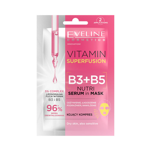 Eveline Nutri Serum in Mask Vitamin Superfusion B3+B5 Nourishing Mask-Serum for Dry and Sensitive Skin 2x5ml