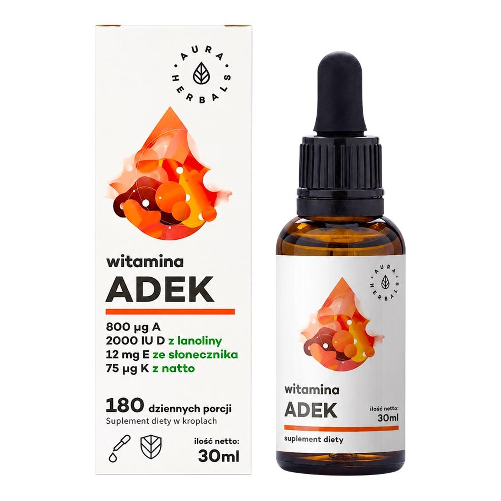 AURA HERBALS ADEK Vitamins A + D3 + E + K2 MK-7 Drops 30ml