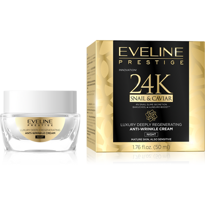 Eveline Prestige 24K Snail & Caviar Anti-Wrinkle Night Cream for Mature Skin 50ml 