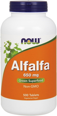 NOW Foods Alfalfa 650mg Nutritional Support 500 Tablets