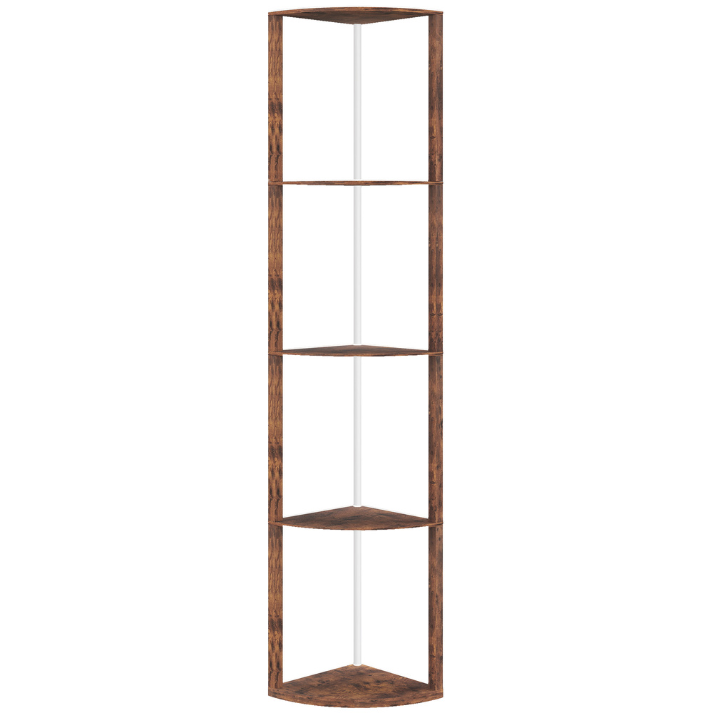 HOMCOM RGB Standing Lamp with Shelves, 4-Tier LED Floor Lamp with Multiple Lighting Modes, Rustic Brown