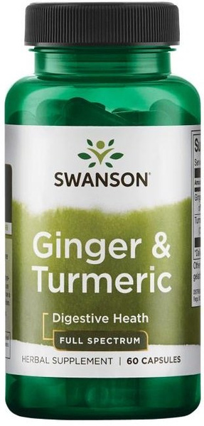 Swanson Ginger & Turmeric for Digestive and Immune Support 60 Capsules