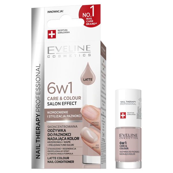 Eveline Nail Therapy Professional Care & Colour 6in1 Concentrated Nail Conditioner Color Latte 5ml