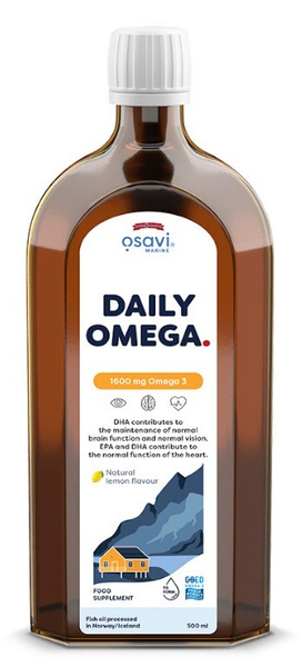 Osavi Daily Omega 1600mg Omega 3 Liquid Natural Lemon Flavour 500 ml