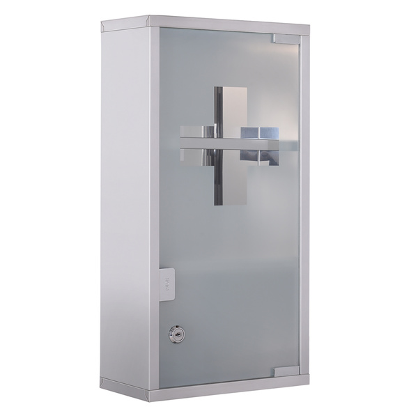 HOMCOM Stainless Steel wall mounted Medicine Cabinet with 2 Shelves + Security Glass Door Lockable 48 cm(H)