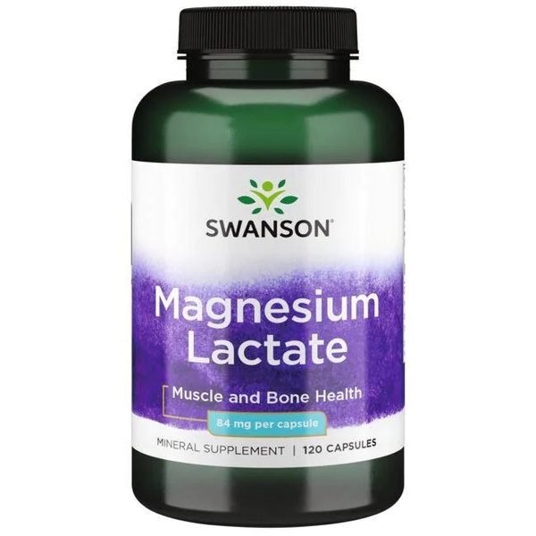 Swanson Magnesium Lactate 84mg for Nerve & Muscle Support 120 Capsules