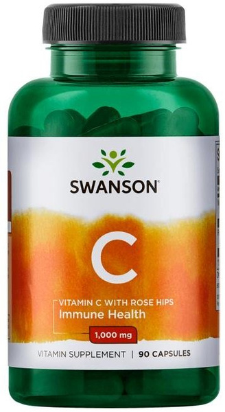 Swanson Vitamin C 1000mg with Rose Hips for Immune Support 90 Capsules