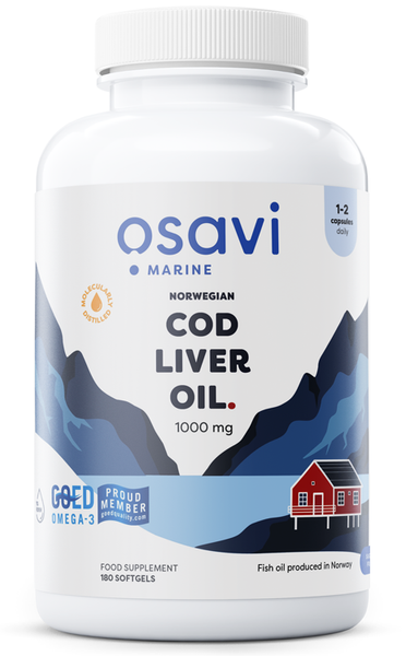 Osavi Norwegian Cod Liver Oil 1000mg Lemon 180 softgels