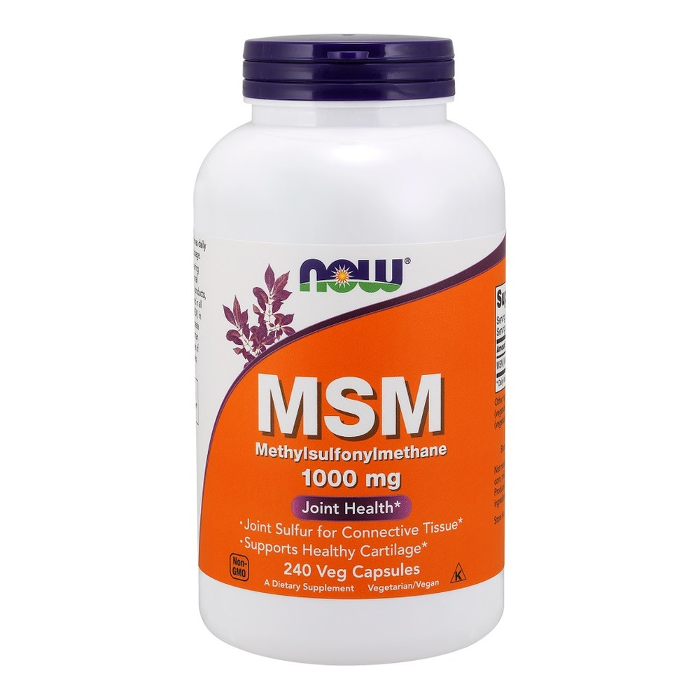 NOW Foods MSM 1000 mg Methylsulphonylmethane Natural Support for Joints Skin and Hair 240 Capsules