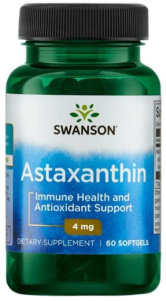 Swanson Astaxanthin 4mg Natural Antioxidant from Algae 60 Softgels