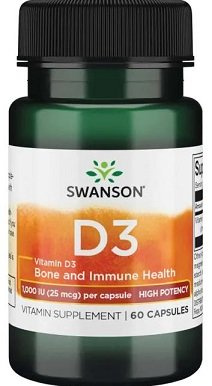 Swanson Vitamin D-3 1000 IU for Immune Support and Healthy Bones 60 Capsules