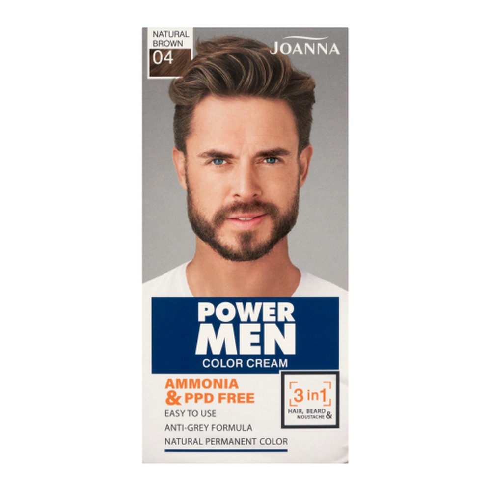 Joanna Power Men Color Cream 3in1 Hair and Beard Dye 04 Natural Brown
