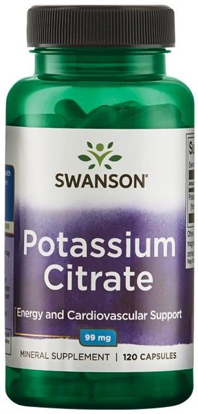 Swanson Potassium Citrate 99mg for Electrolyte Balance and Muscle Function 120 Capsules