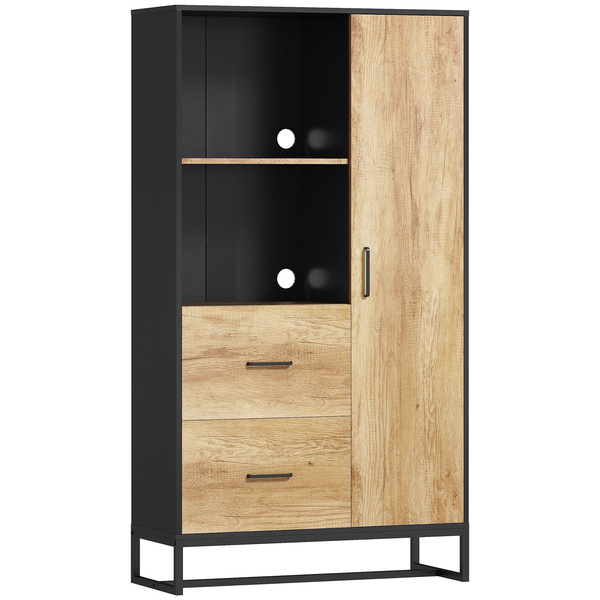 HOMCOM Tall Kitchen Cupboard, Freestanding Kitchen Pantry Cabinet with Adjustable Shelves, Drawers and Soft Close Door, 160cm