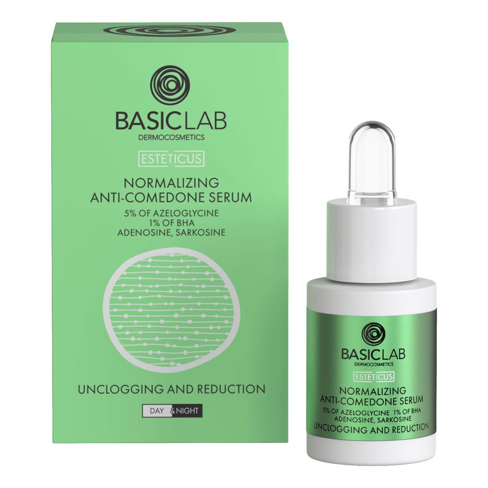 BasicLab Normalizing Anti-Blackhead Serum with 5% Azeloglycine and 1% BHA for Problematic Skin 15ml