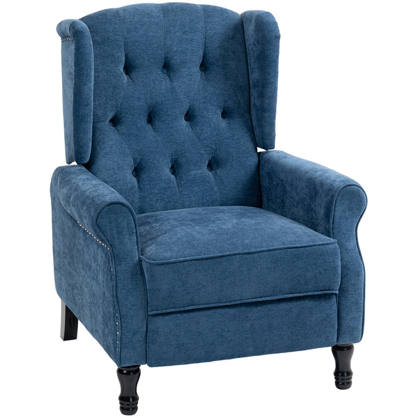 HOMCOM 150° Reclining Vintage Armchair, with footrest, Royal Blue