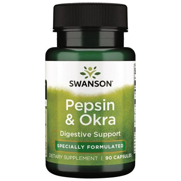 Swanson Pepsin and Okra Digestive Support 90 Capsules