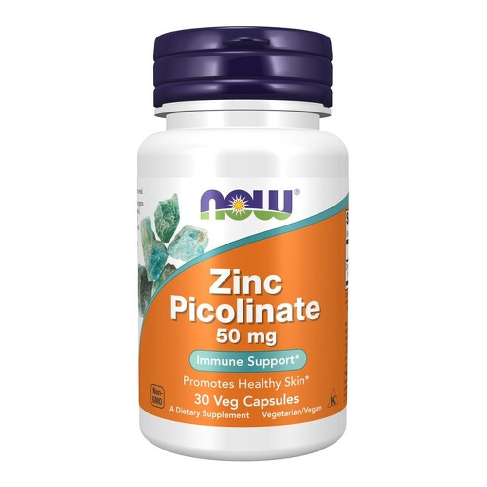 Now Foods Zinc Picolinate 50mg Supports Bone Hair Skin and Nail Health 30 Vcapsules