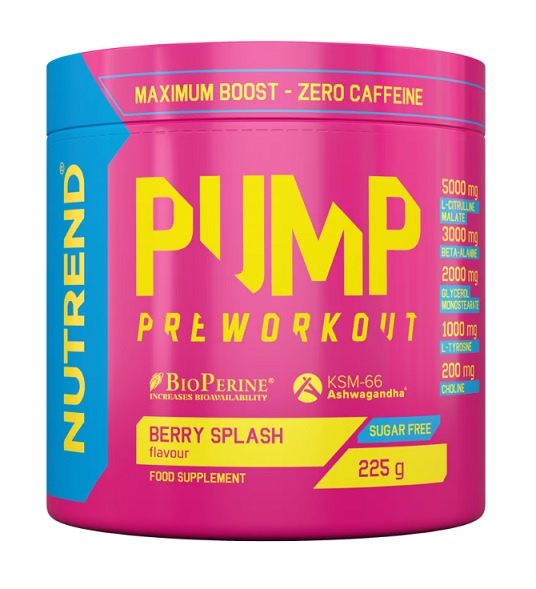 Nutrend Pump Pre-Workout for Muscle Pump without Caffeine Berry Splash 225g