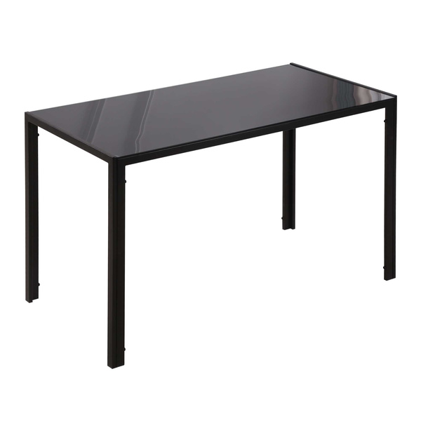 HOMCOM 120cm Dining Table, Rectangle 4 Seater Kitchen Table with Tempered Glass Top and Metal Legs for Dining Room, Living Room (Chairs Not Included), Black