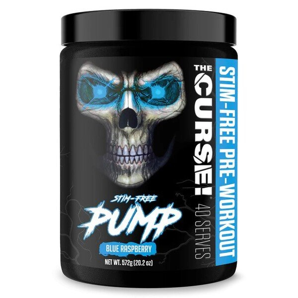 JNX Sports The Curse! Stim-Free Pump Pre-Workout Powder for Muscle Pump Blue Raspberry 572g