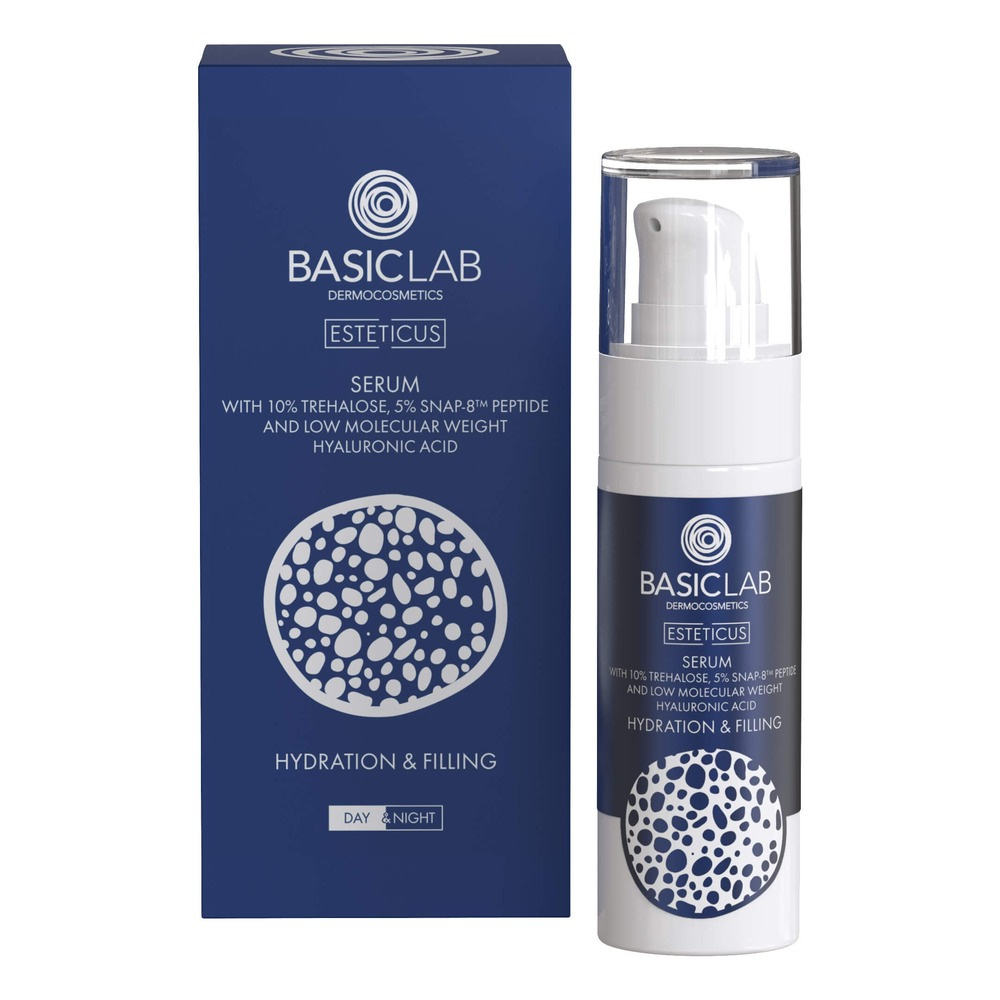 BasicLab Serum with Trehalose 10% and 5% Peptide Moisturizing and Filling for Day and Night 30ml