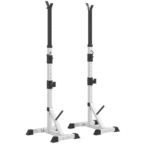 HOMCOM Weights Bar Barbell Rack Squat Stand Adjustable Portable Weight Lifting Max Load 200kg, Suitable For Home Gym Training Work Out
