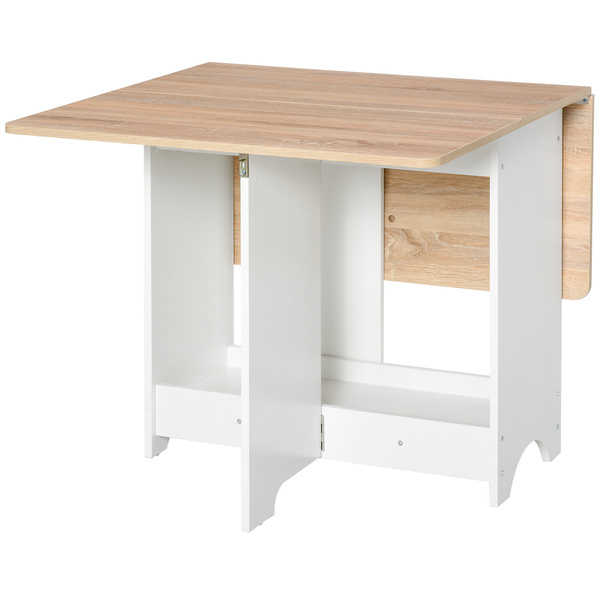 HOMCOM Foldable Dining Table Drop-Leaf Folding Desk Side Console with Storage Shelf for Kitchen,Dining Room