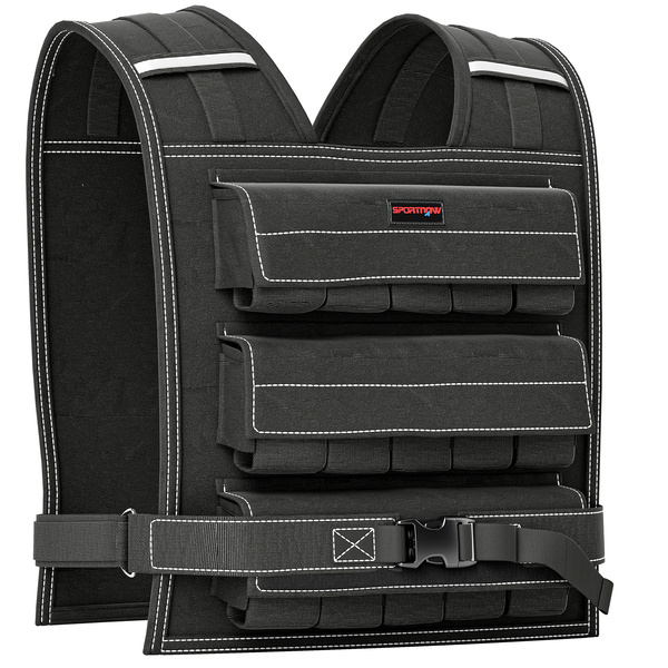SPORTNOW 15KG Adjustable Weighted Vest, Running Weight Vest, with 30 Metal Weights, Reflective Strips, for Running, Exercise