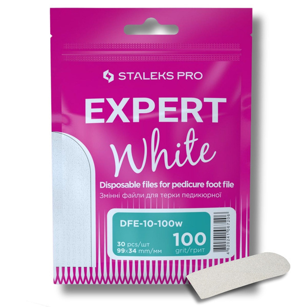 Staleks Pro Expert 10 Disposable White Pedicure File Refills 100 Grit DFE-10-100w 30pcs