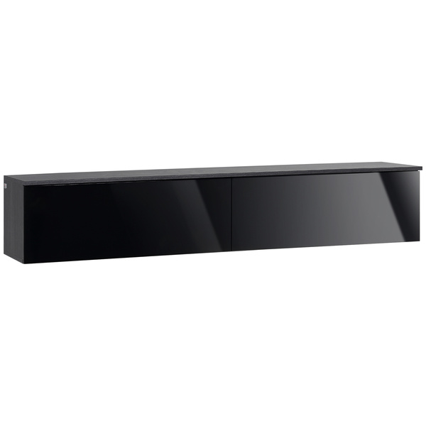 HOMCOM 160cm High Gloss Floating TV Unit Stand for TVs up to 70", Wall Mounted TV Cabinet with Storage Cupboards, Grey and Black