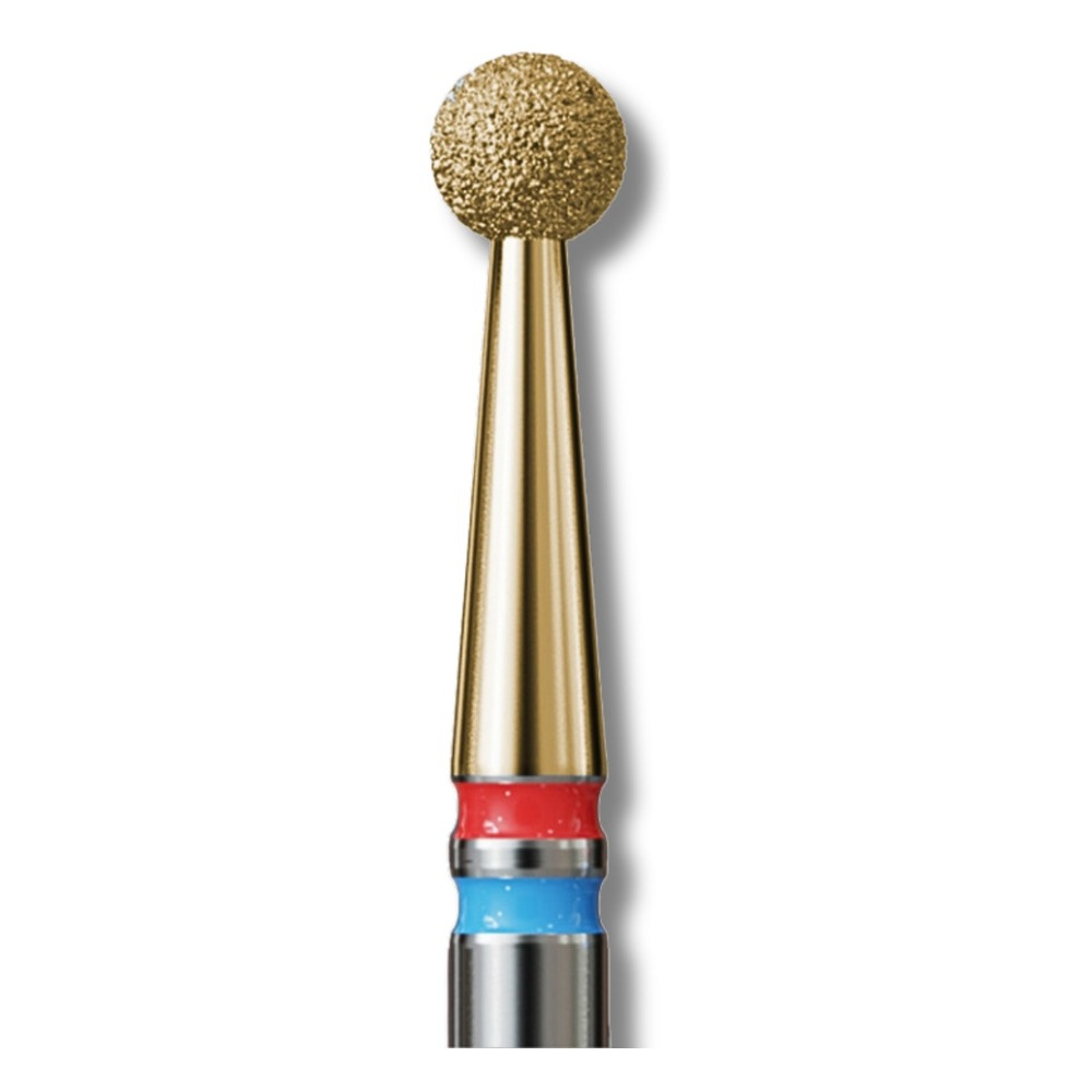 IQ Nails Diamond DuoFrez Nail Drill Bit Smart Gold Line Ball Shape Fine Standard Grit ZRN Coating 001.FM.025Z 1 Piece