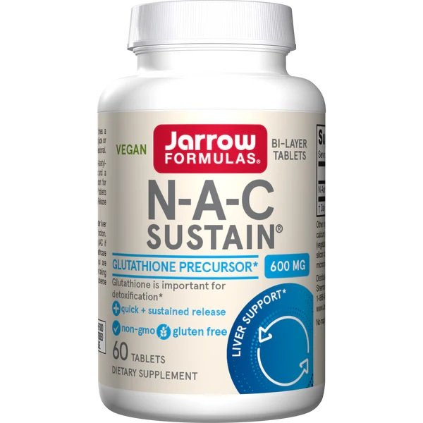 Jarrow Formulas N-A-C Sustain N-Acetyl-L-Cysteine 600mg For Detoxification and Antioxidant Support 60 Tabs