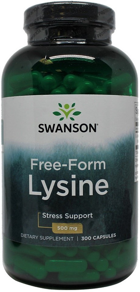 Swanson L-Lysine 500mg Free-Form as an Essential Amino Acid 300 Capsules