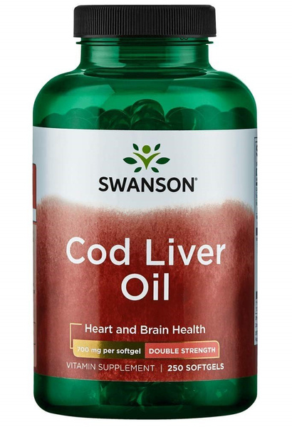 Swanson Cod Liver Oil 700mg Double-Strength with Vitamin A and D 250 Softgels