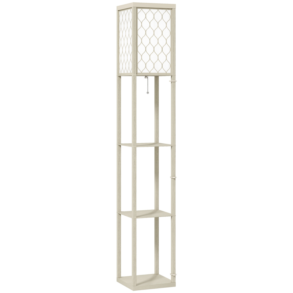 HOMCOM Three-Shelf Standing Lamp - Oak/White