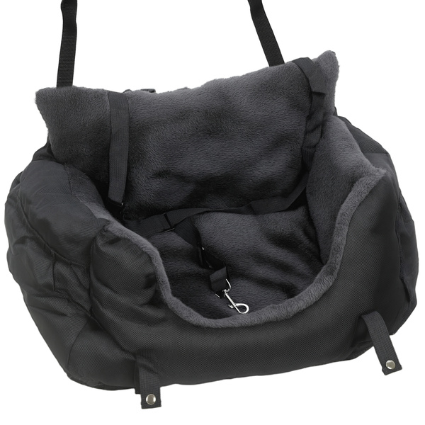 PawHut Dog Car Seat for Small Dogs with Fixed Buckle, Safety Leash, Washable Cover, 58 x 45 x 28 cm, Black