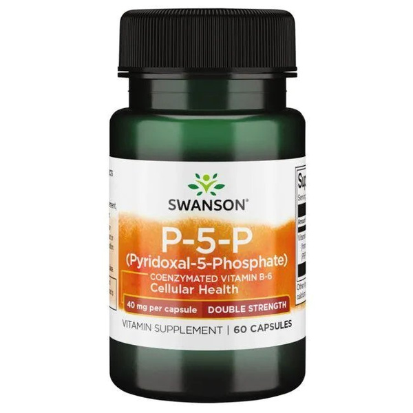 Swanson P-5-P 40mg Active Vitamin B6 for Energy & Nerves 60 Capsules