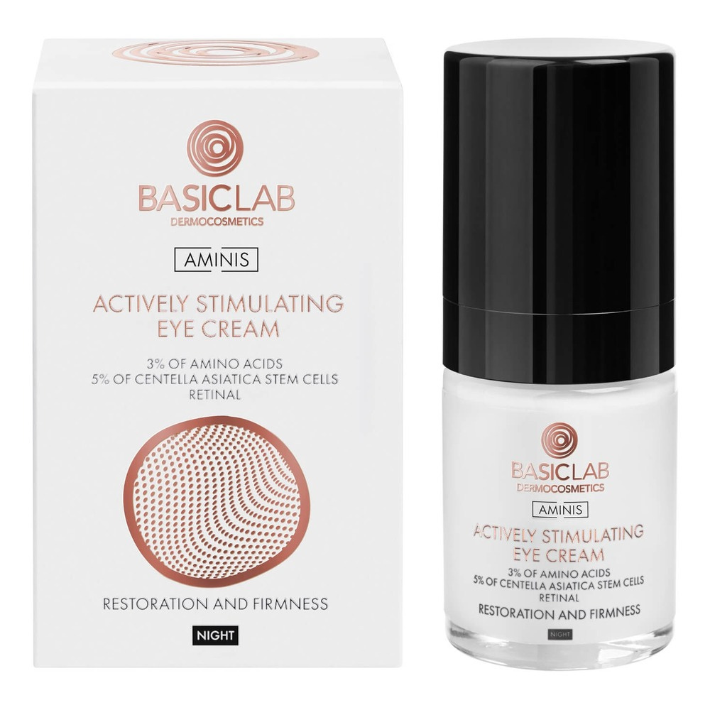 BasicLab Actively Stimulating Eye Cream with 3% Amino Acid Reconstruction and Firming for All Skin Types Night 18ml