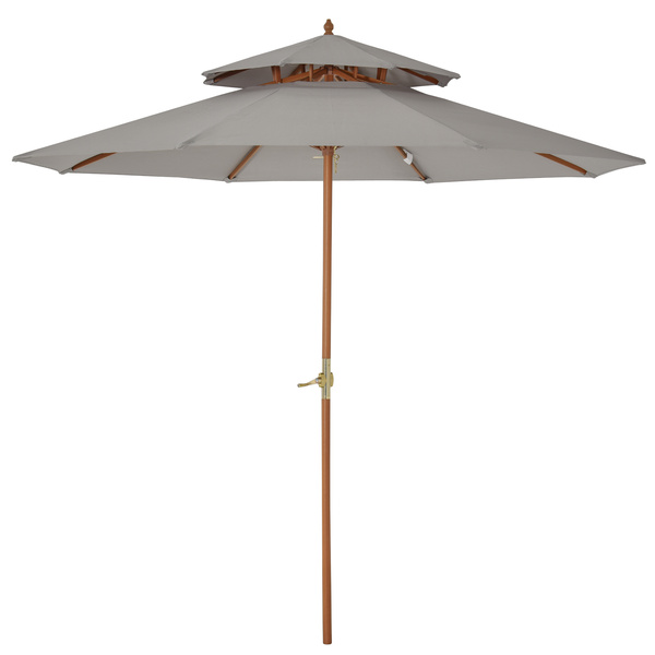 Outsunny 2.7m Elegant Wooden Frame Parasol Umbrella - Grey