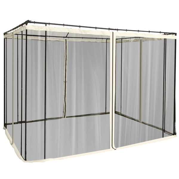 Outsunny 302 x 207cm Universal Replacement Mesh Sidewall Netting for Patio Gazebos and Canopy Tents, (Sidewall Only) Cream White