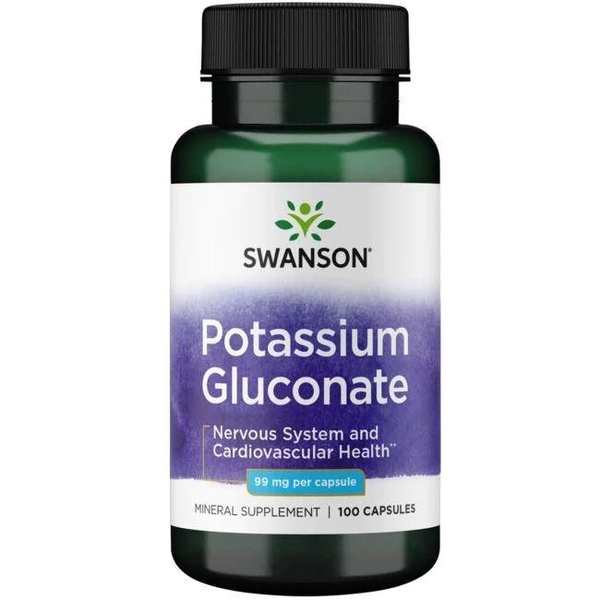 Swanson Potassium Gluconate 99mg for Blood Pressure & Muscles 100 Capsules