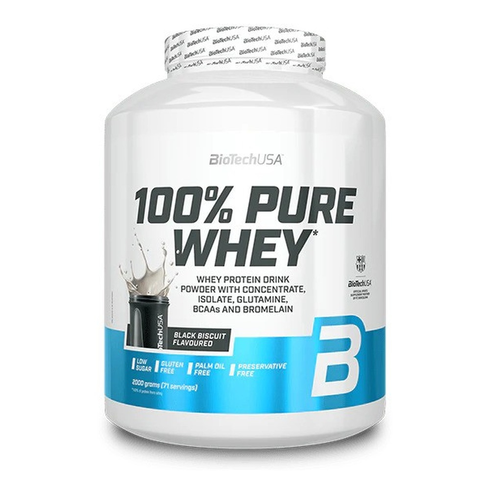 BioTechUSA 100% Pure Whey Protein Powder Black Biscuit 2000g