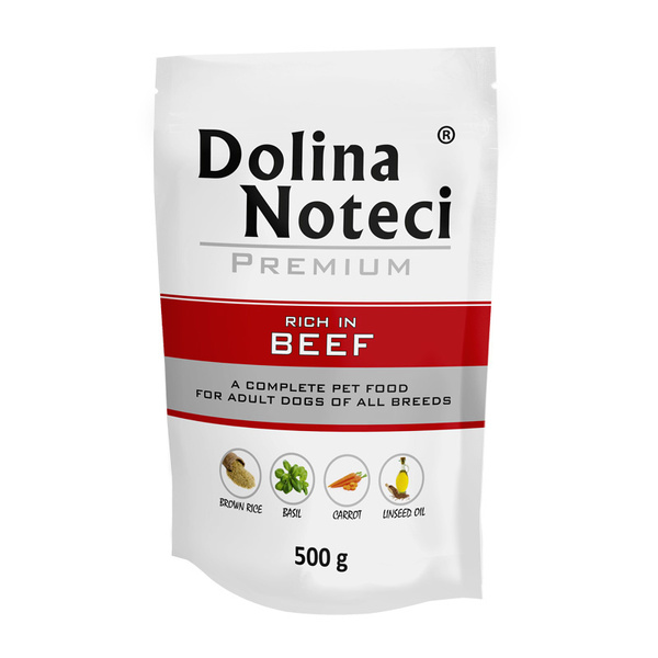 Dolina Noteci Premium Wet Food with Beef for Adult Dogs of All Breeds 500g